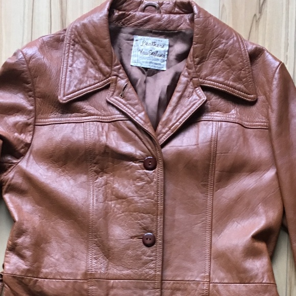 VINTAGE Leather Trench Jacket Medium (Sz 6-8) EUC - Picture 2 of 8